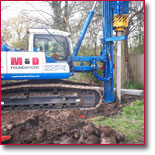 Driving 200mm square concrete piles for new housing